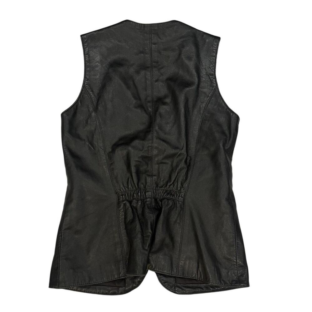 Vakko Genuine Leather Vest M Full Zip Black Moto Made in USA - Picture 2 of 6